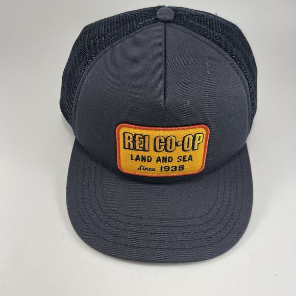REI Coop Hat Cap Navy Blue Snapback Mesh Land and Sea Trucker Baseball - Picture 2 of 7
